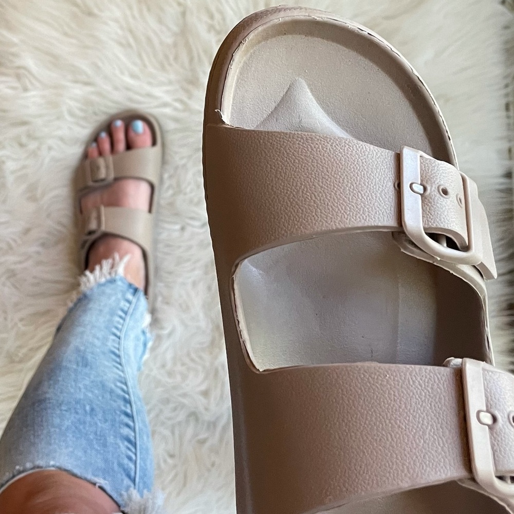 Dark Taupe Lightweight Footbed Sandals - Picture 14 of 14